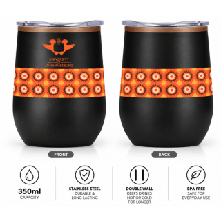 UJ STAINLESS STEEL & PLASTIC DOUBLE WALL TUMBLER 350ML BLACK