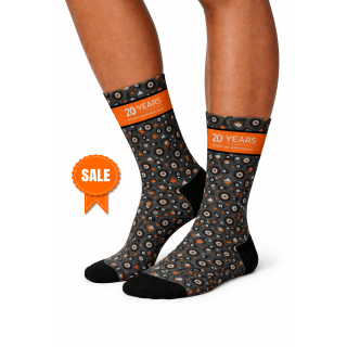 UJ@20 CASUAL CREW SOCKS - SUN PATTERN BLACK (UK4-7)