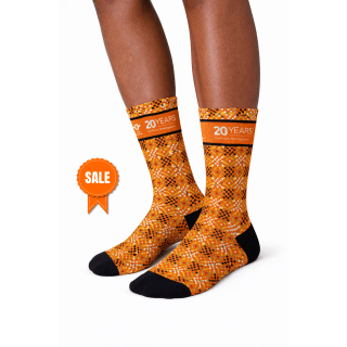 UJ@20 CASUAL CREW SOCKS - DIAMOND PATTERN ORANGE (UK8-13)