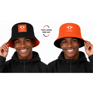 UJ PLAIN REVERSIBLE BUCKET HAT - ORANGE/BLACK