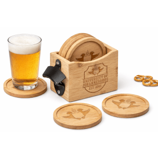 UJ BAMBOO COASTER &amp; BOTTLE OPENER SET - NATURAL