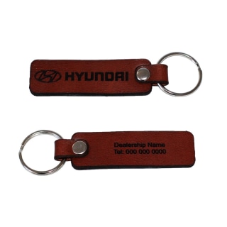 HYUNDAI SLIM STYLE CUSTOMISED LEATHER KEYRING 50 UNITS TAN