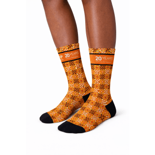 UJ@20 CASUAL CREW SOCKS - DIAMOND PATTERN ORANGE (UK8-13)
