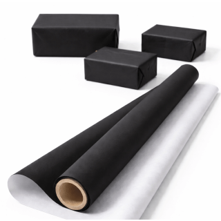 500MM PLAIN BLACK 75GSM GIFT WRAP 5M ROLLS