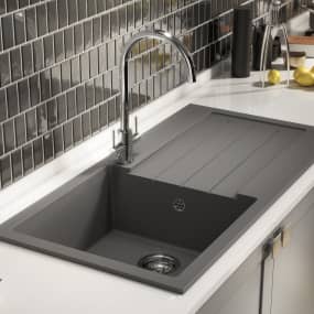 Ledro grey 1 bowl overmount sink hover