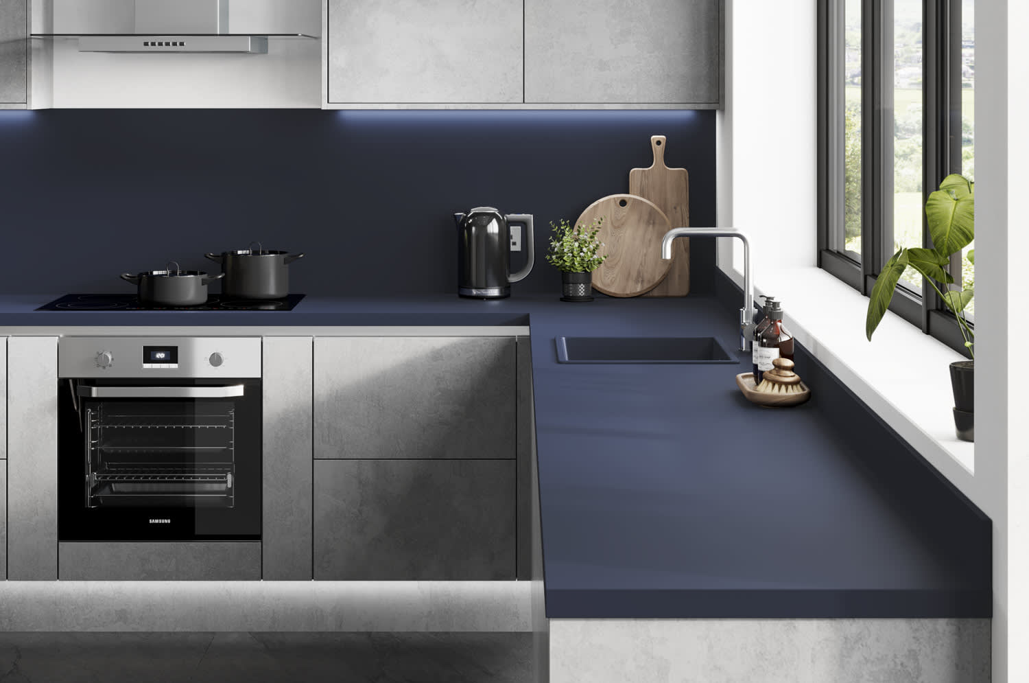 Blu Fes Bonded Fenix Worktop Lifestyle