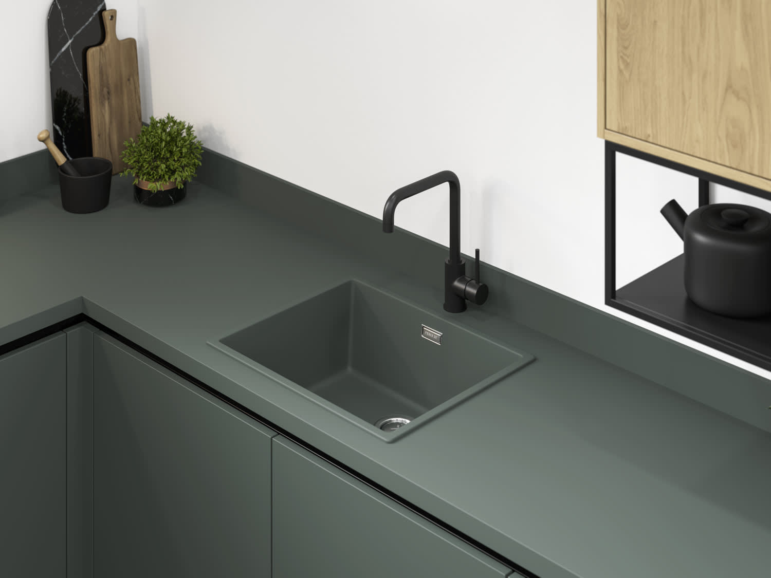 Verde Comodoro Bonded Fenix Worktop Sink