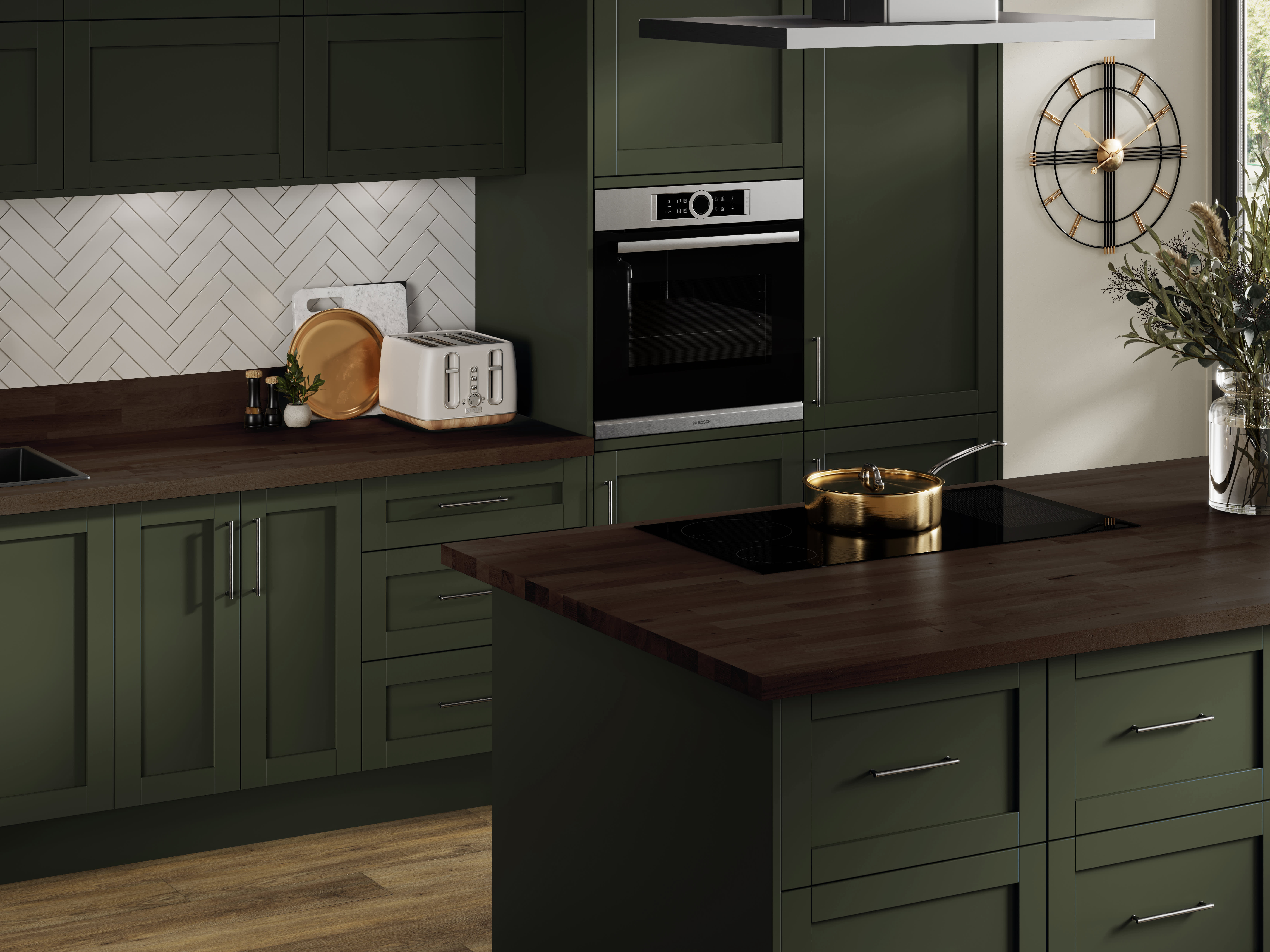 Black Stained Oak Wooden Worktop Lifestyle Image