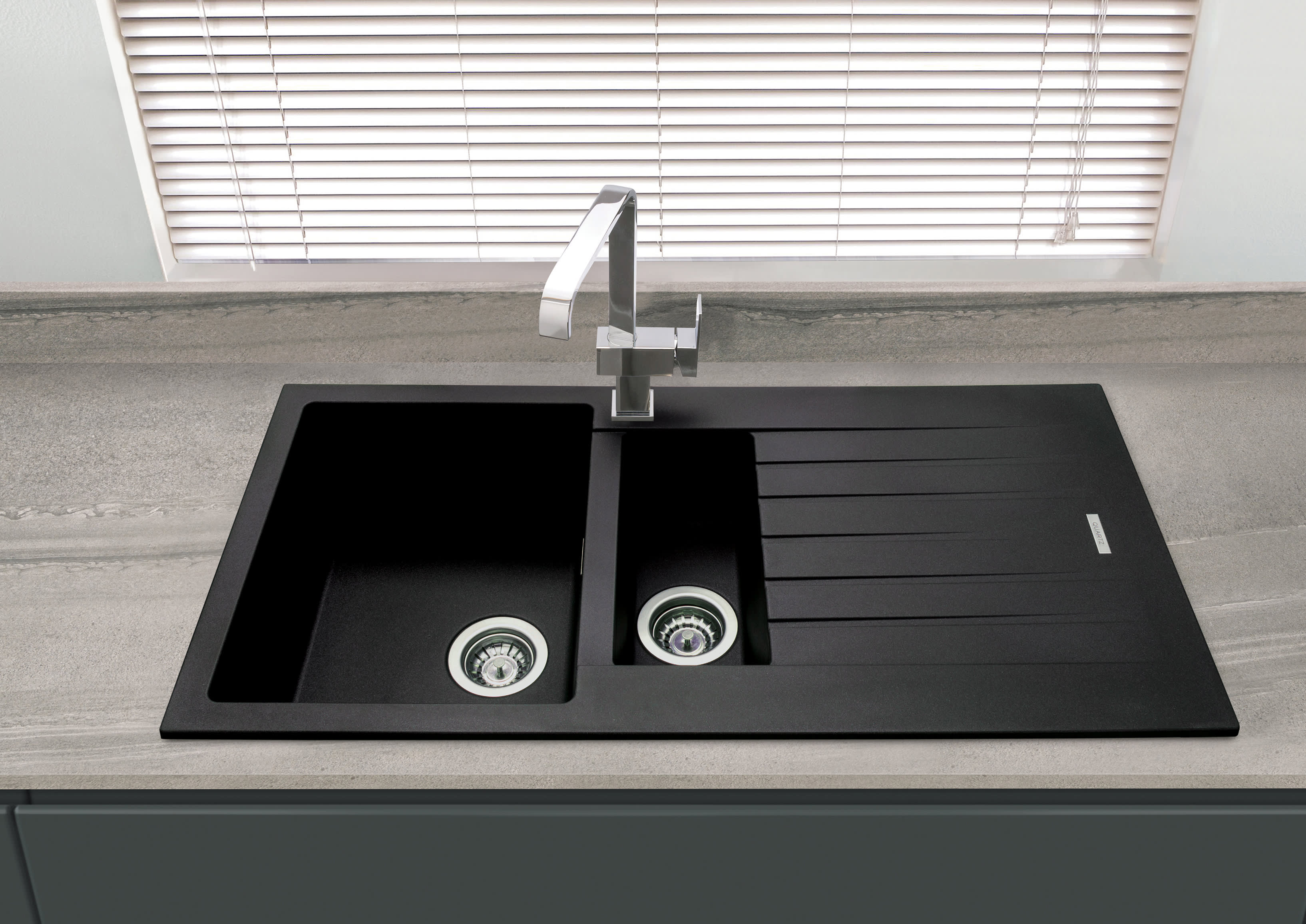 Alto 1.5 Bowl Sink with Drainer (Midnight Black) Lifestyle