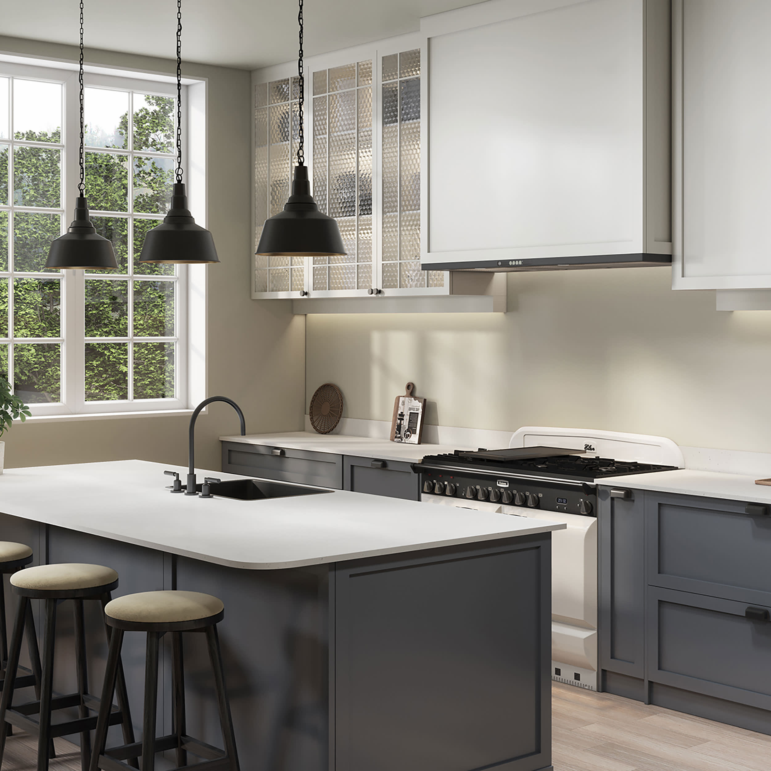 Cascade Ice Solid Surface Worktop Full Lifestyle - Sq