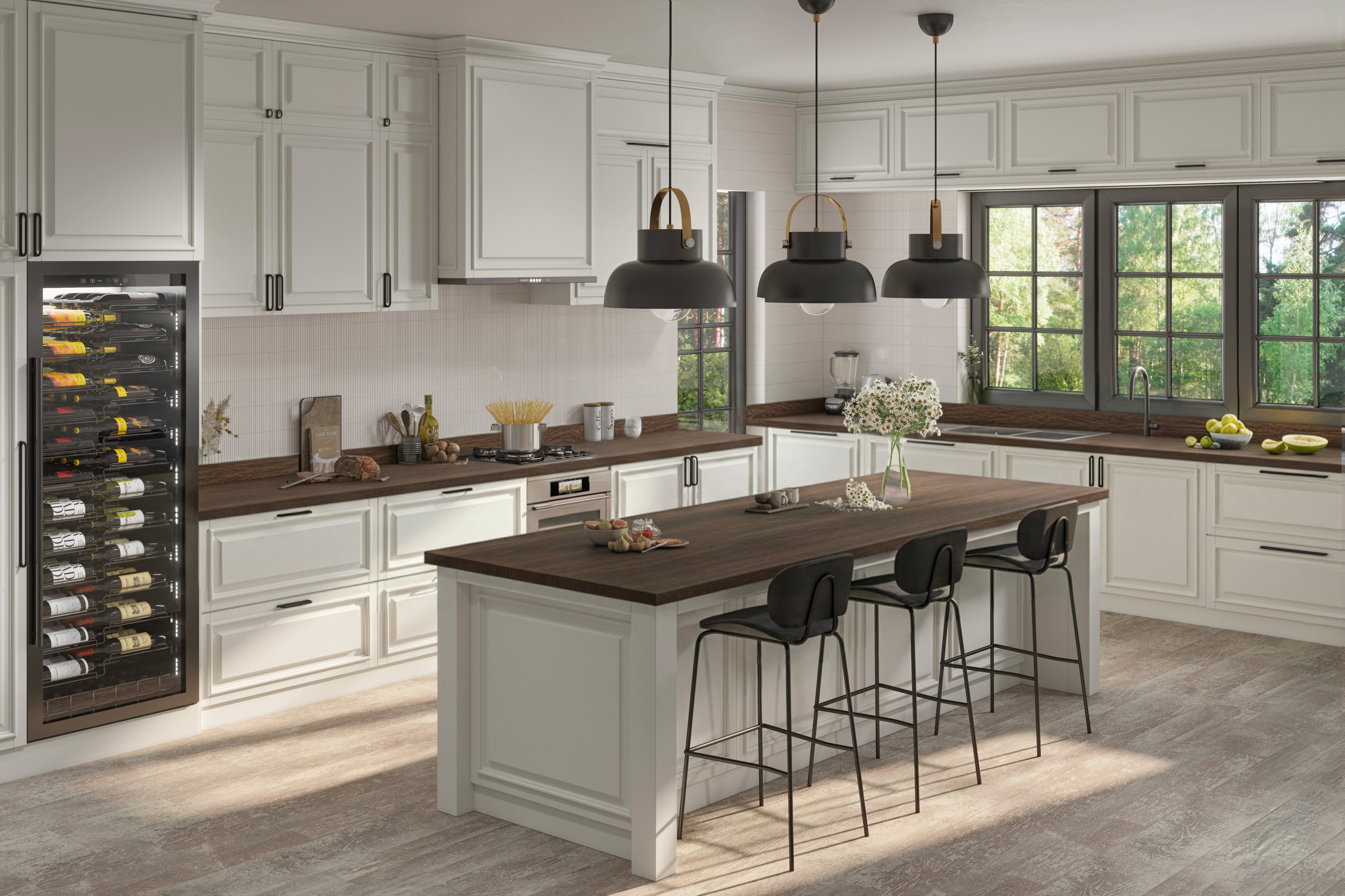 Black Stained Oak Wooden Worktop Lifestyle Image