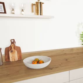 Basque Oak Laminate Worktop With Fruit And Plants