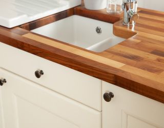 European Walnut worktop with sink cut