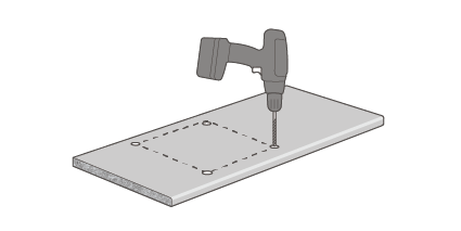 Working from the decorative surface, drill through all the corners using at least a 10mm diameter drill bit (sharp internal corners can lead to cracks forming in the Bonded FENIX NTM® surface).