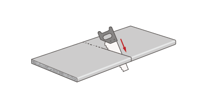 The best results will be achieved by cutting the worktop with a tolerance of +5mm, using a portable power saw (with the decorative side face down) or with a hand saw (decorative side face up).