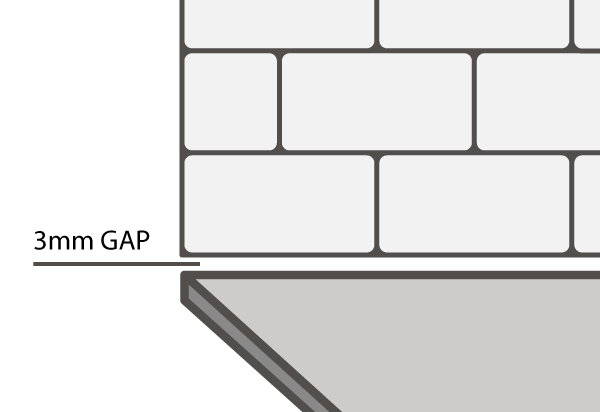A small gap of at least 3mm is advisable if you wish to fit tiles above your solid FENIX NTM® worktop.