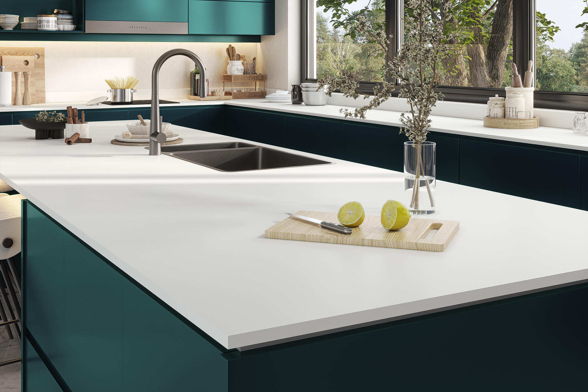 Coreluxe Arctic White Solid Surface Worktops - 2m x 920 x 19mm, additional view