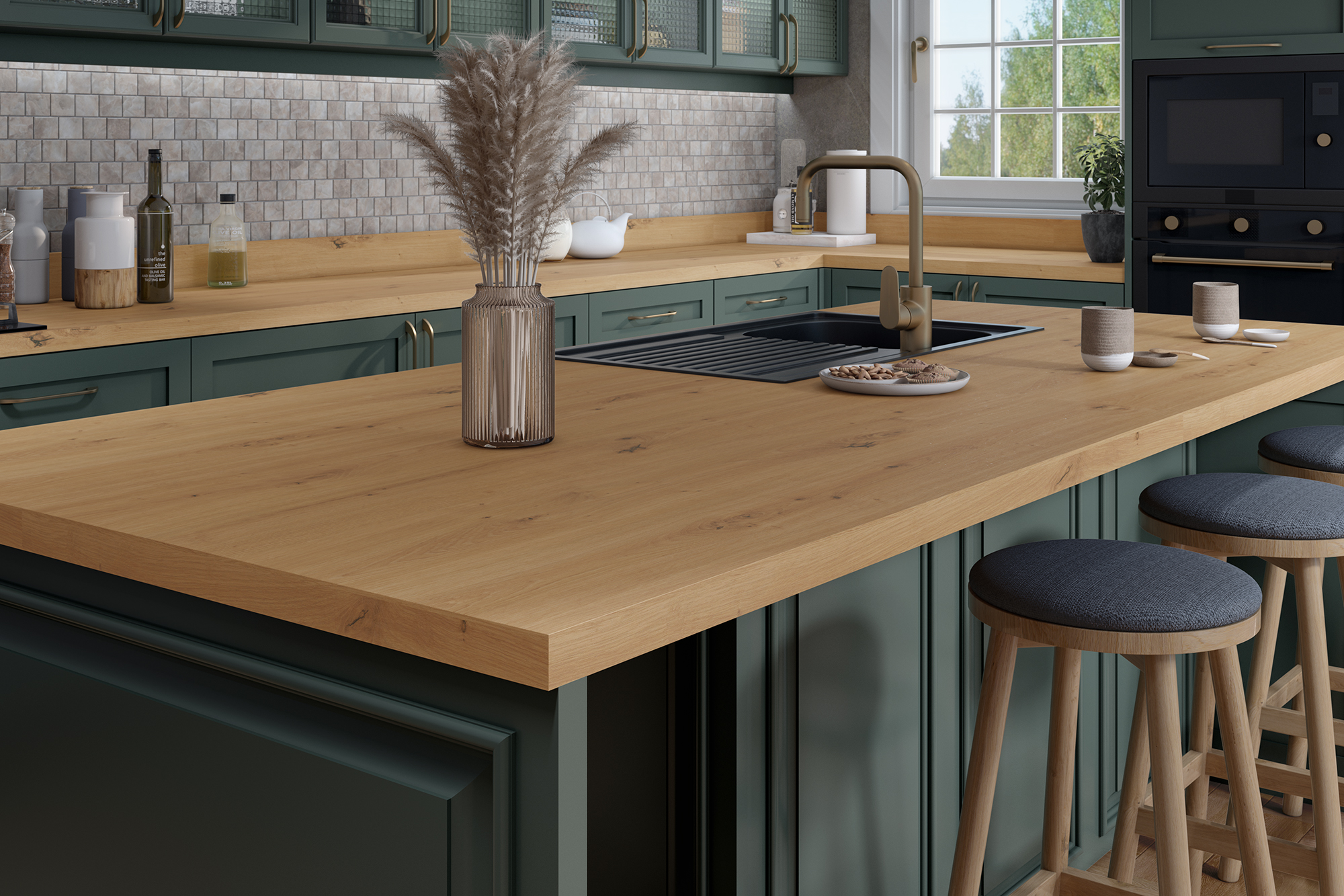 Basque Oak Luxury Laminate Worktops - 3m x 635 x 39mm