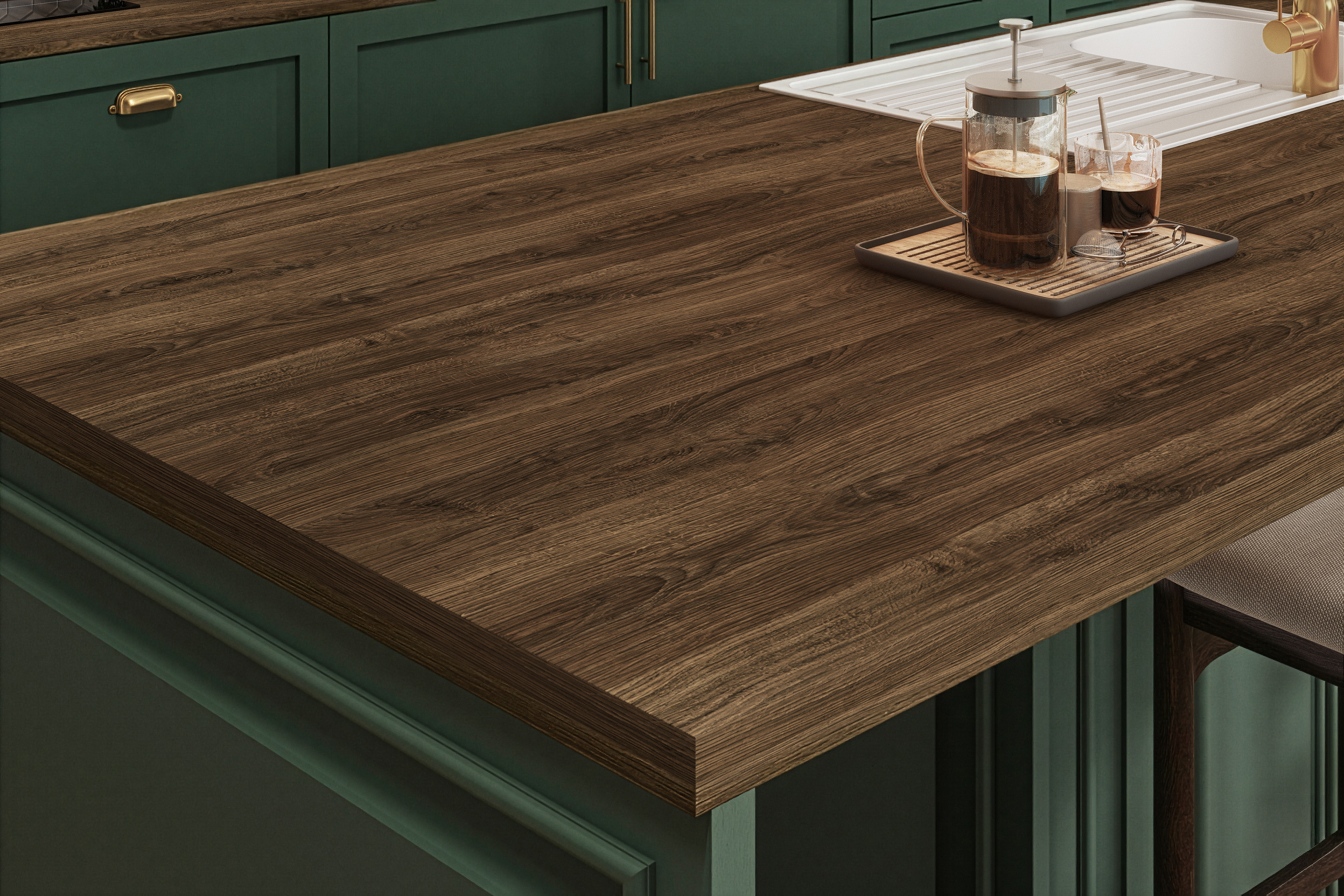 Dark Oak Laminate Worktops - 3m x 635 x 39mm