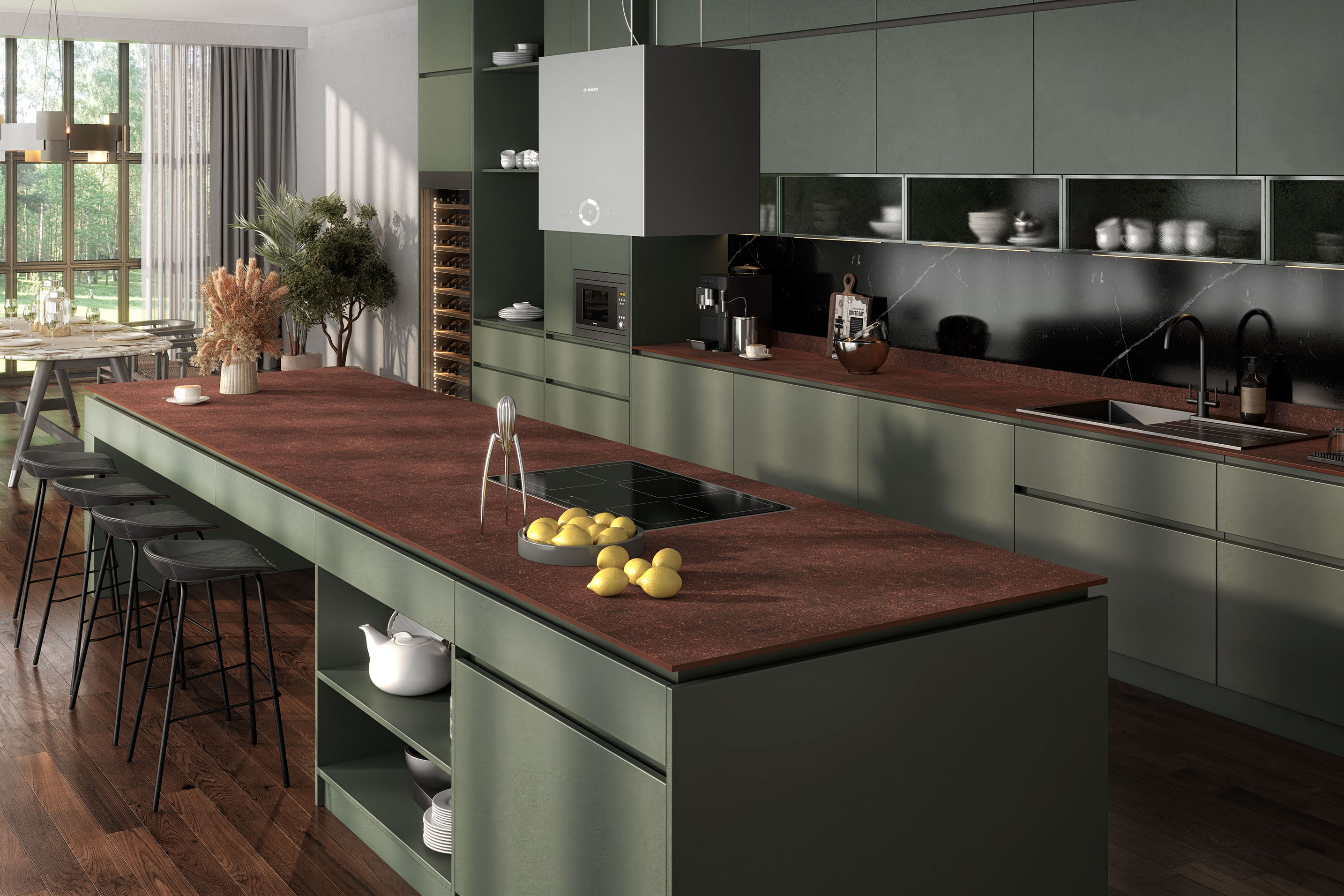 Burnt Sienna Compact Laminate Worktops - 3m x 900 x 12mm, additional view