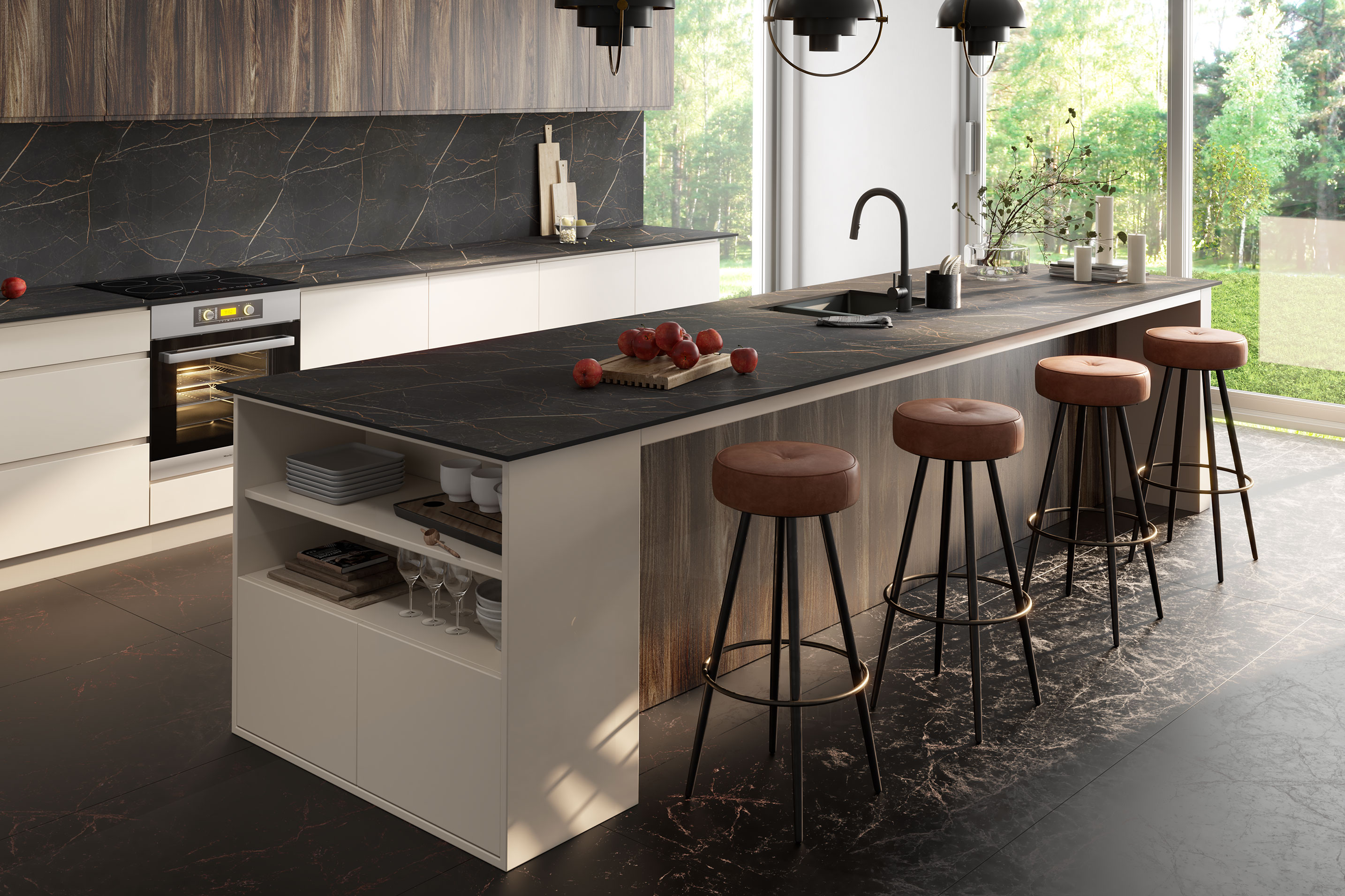 Shadow Marble Compact Laminate Worktops - 3m x 900 x 12mm, additional view