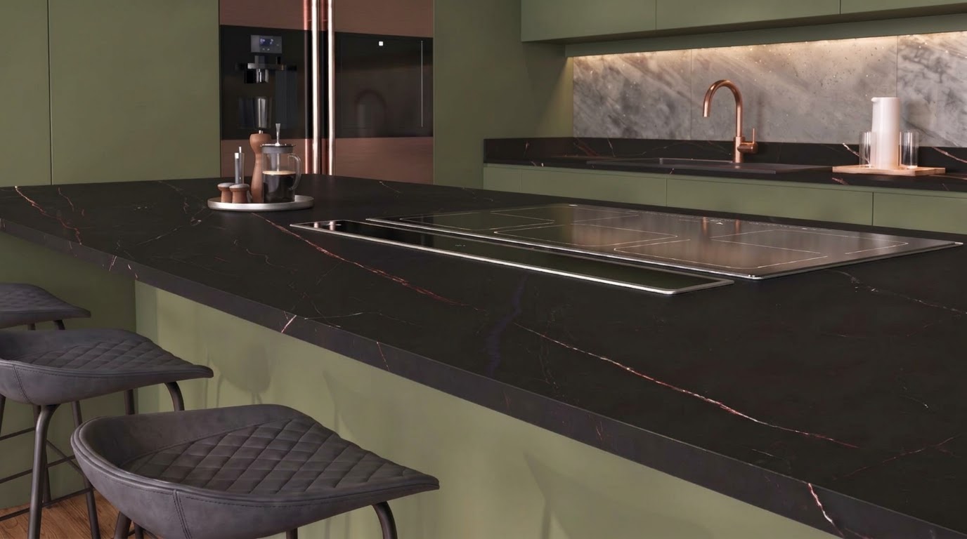 Copper Marble Laminate Worktops - 3m x 635 x 38mm, additional view
