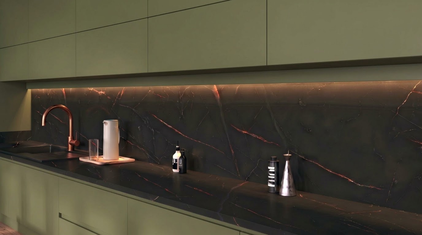 Copper Marble Laminate Worktops - 3m x 635 x 38mm, additional view