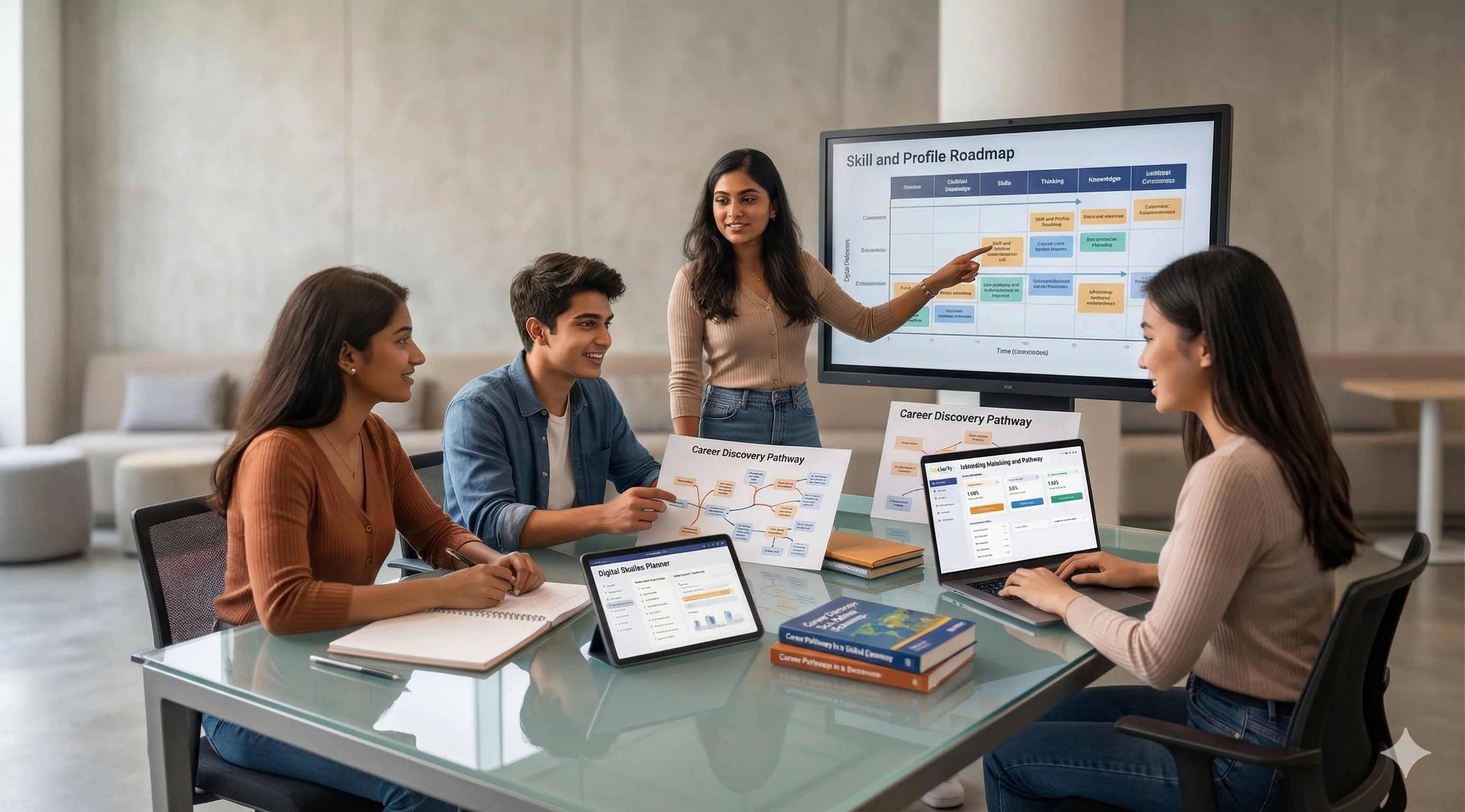 College students collaborating on a group project