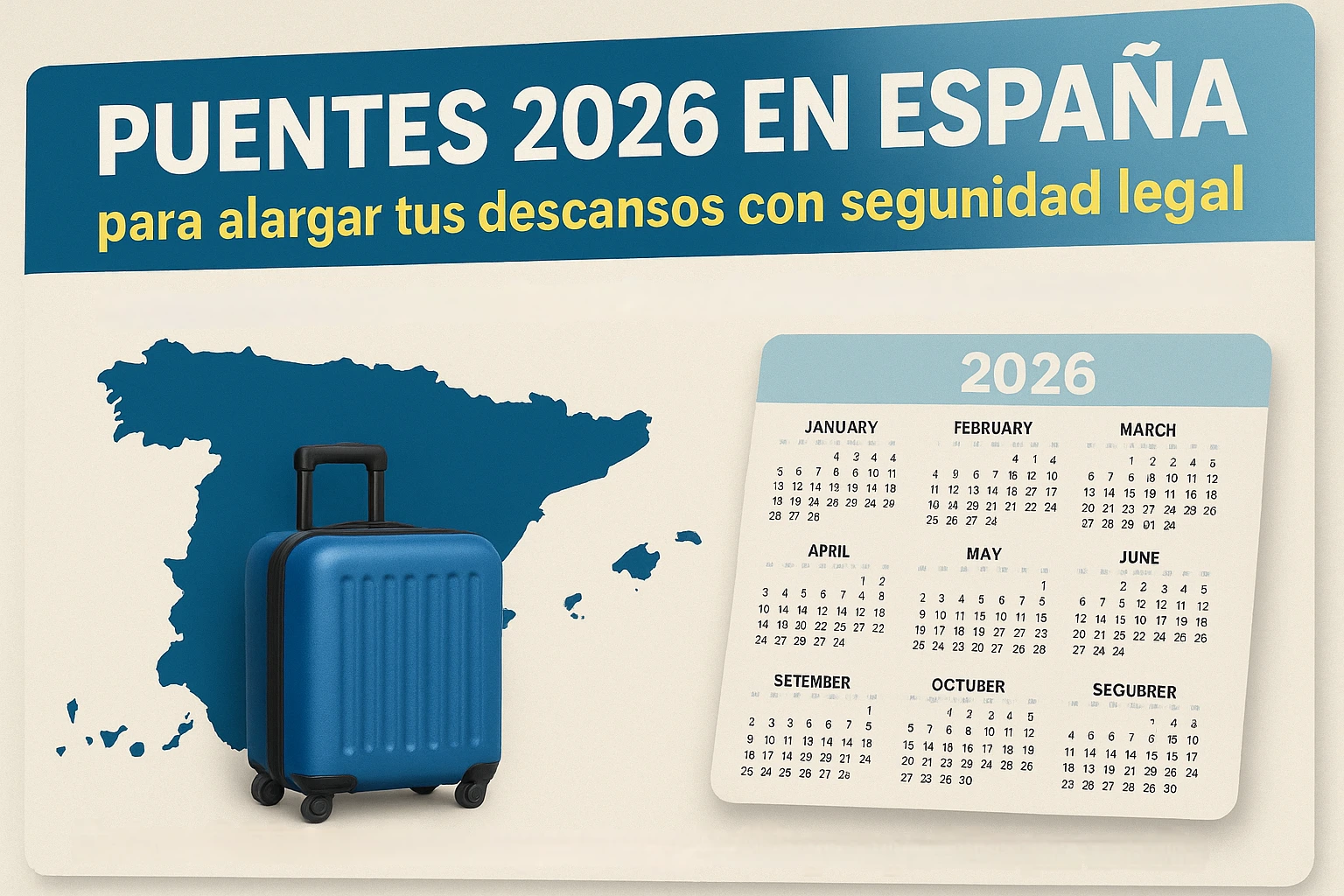 Puentes 2026 en España para alargar tus descansos con seguridad legal
