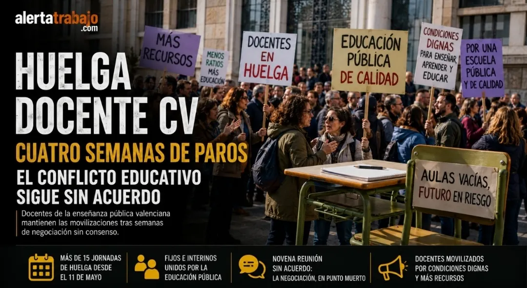 Huelga docente en la Comunitat Valenciana por mejores condiciones laborales y la defensa de la educación pública tras varias semanas de movilizaciones sin acuerdo con la Administración