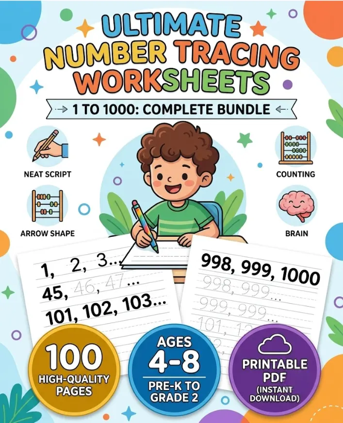 1- 1000 Number Tracing Worksheets