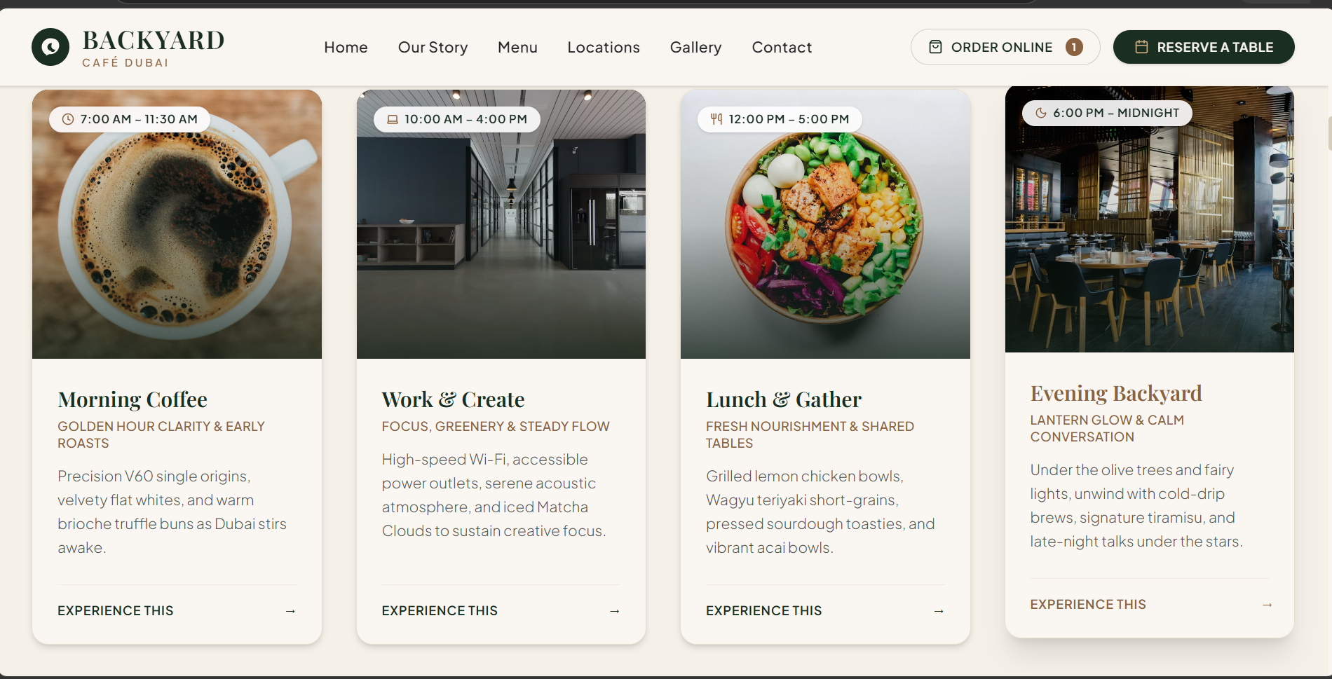 Cafe Demo Website