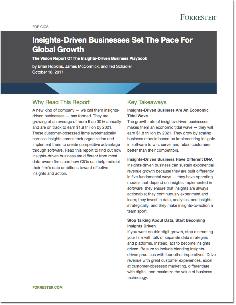 Forrester: Insights-Driven Businesses sind Schrittmacher für globales Wachstum (auf Englisch)