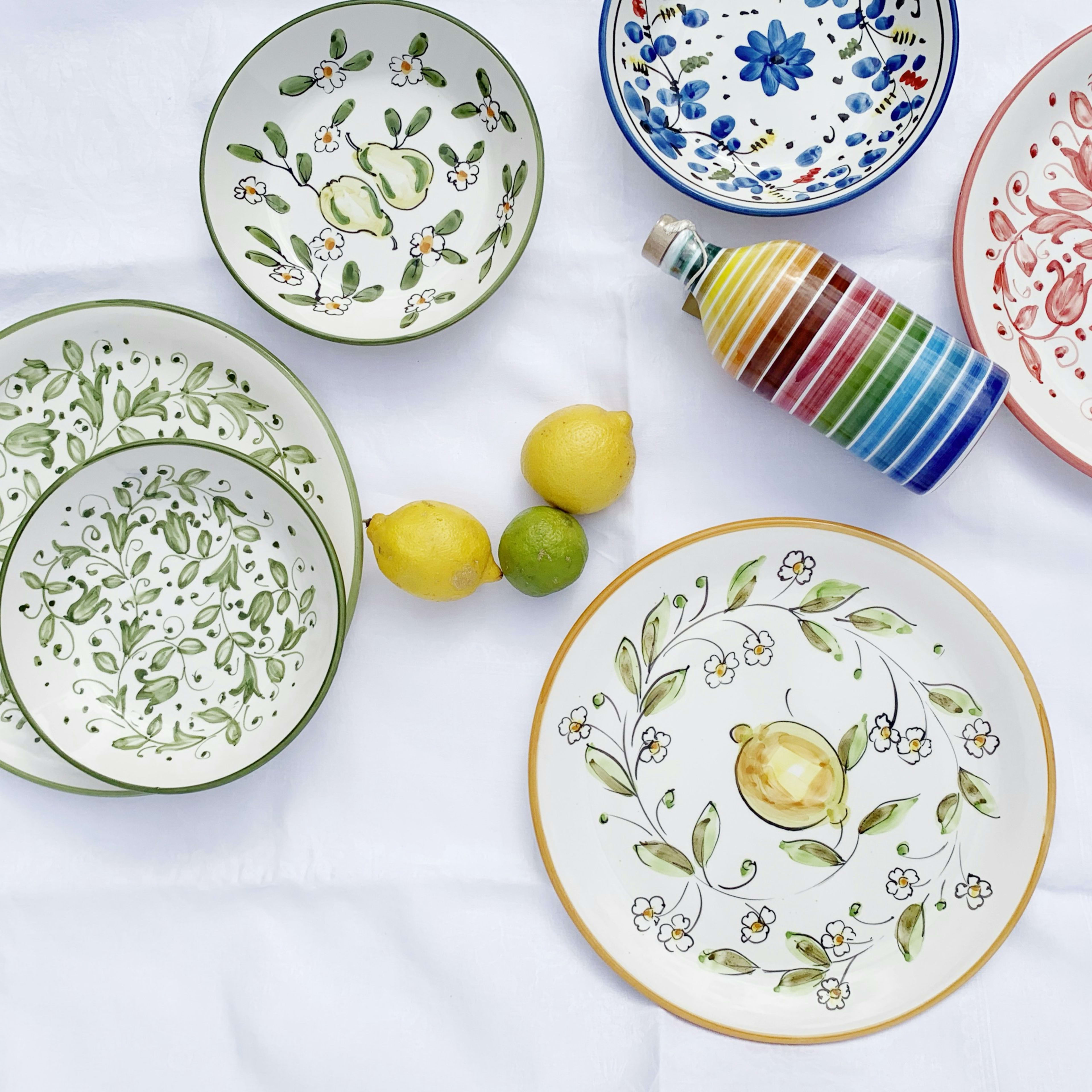 Hand-painted plates with lemons