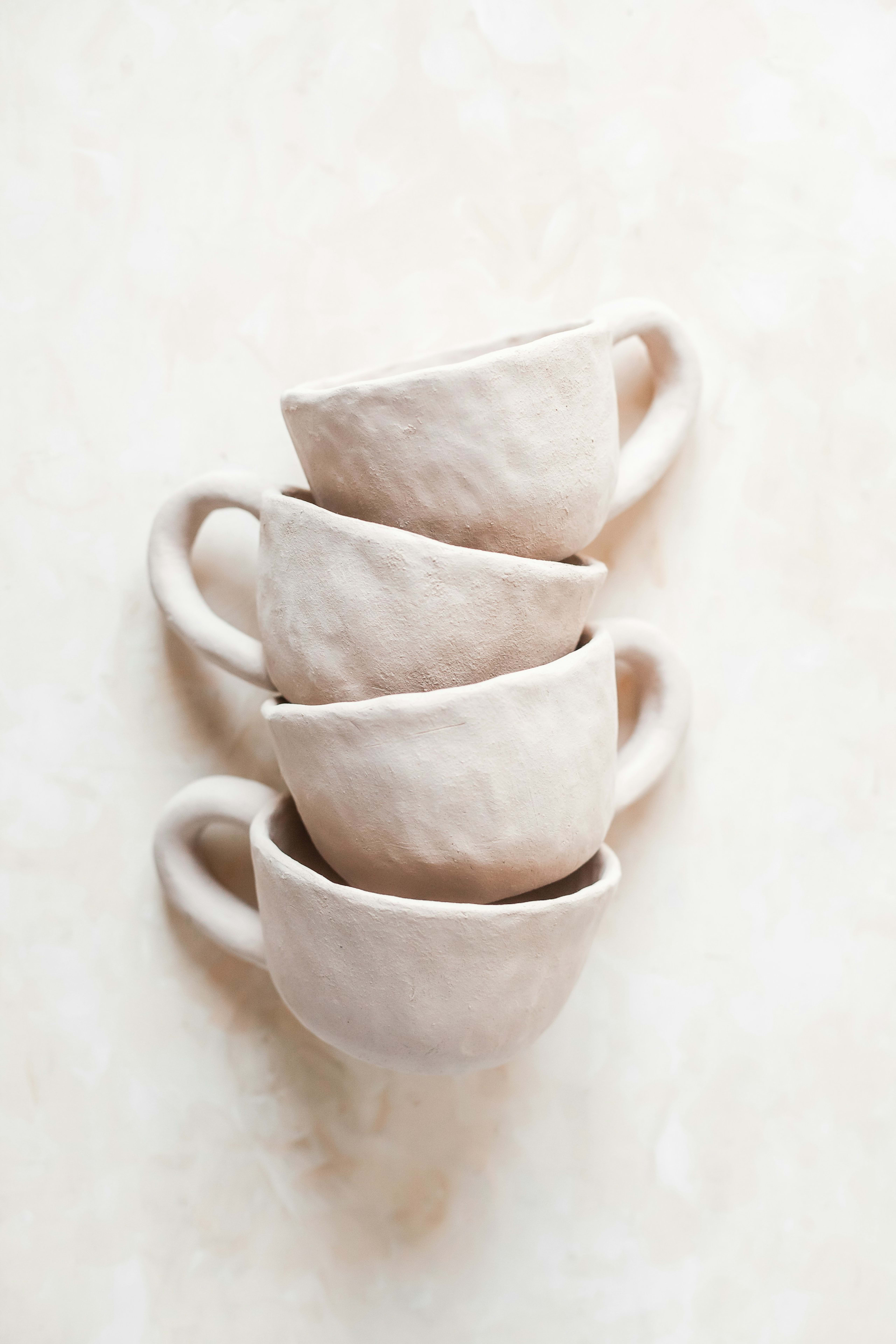 Stacked handmade porcelain cups