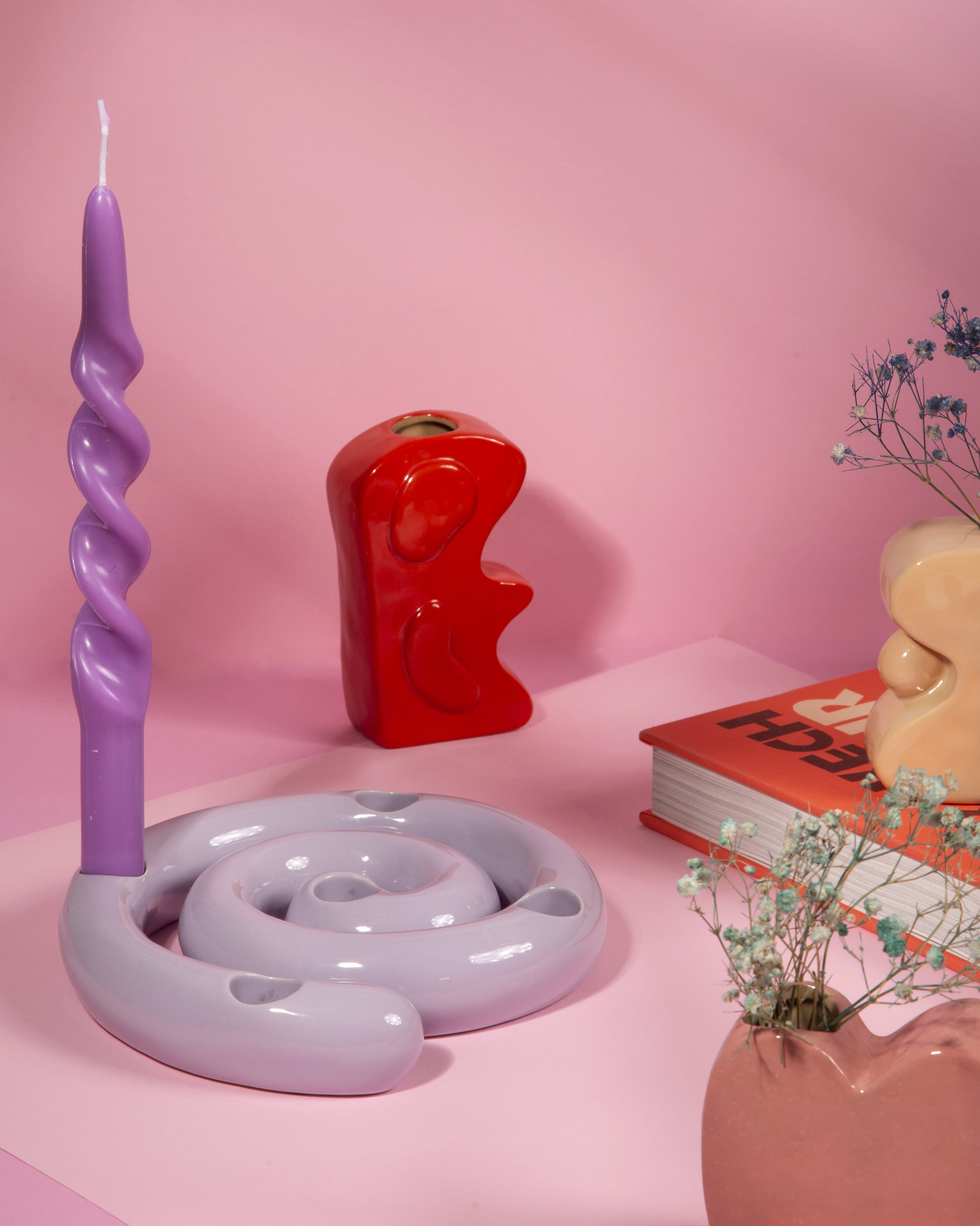 &k Spiral Candle Holder, Lilac