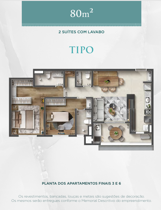 Planta 3 Dormitórios