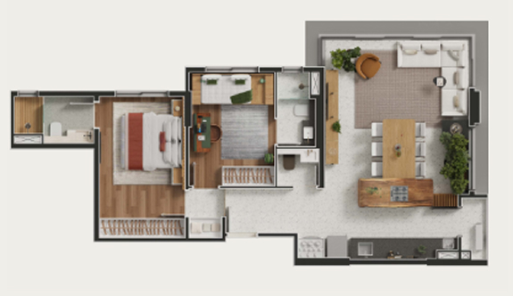Planta tipo 73,47 m²