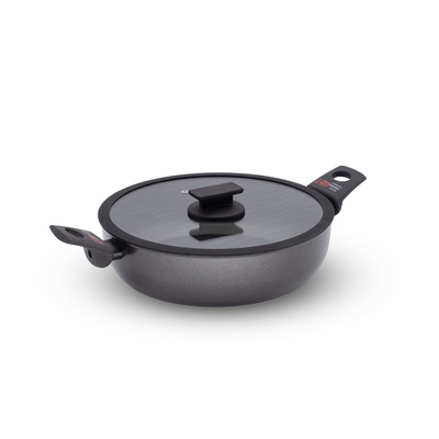 S.SKILLET 2H W/GLASS LID 24CM INDUCTION