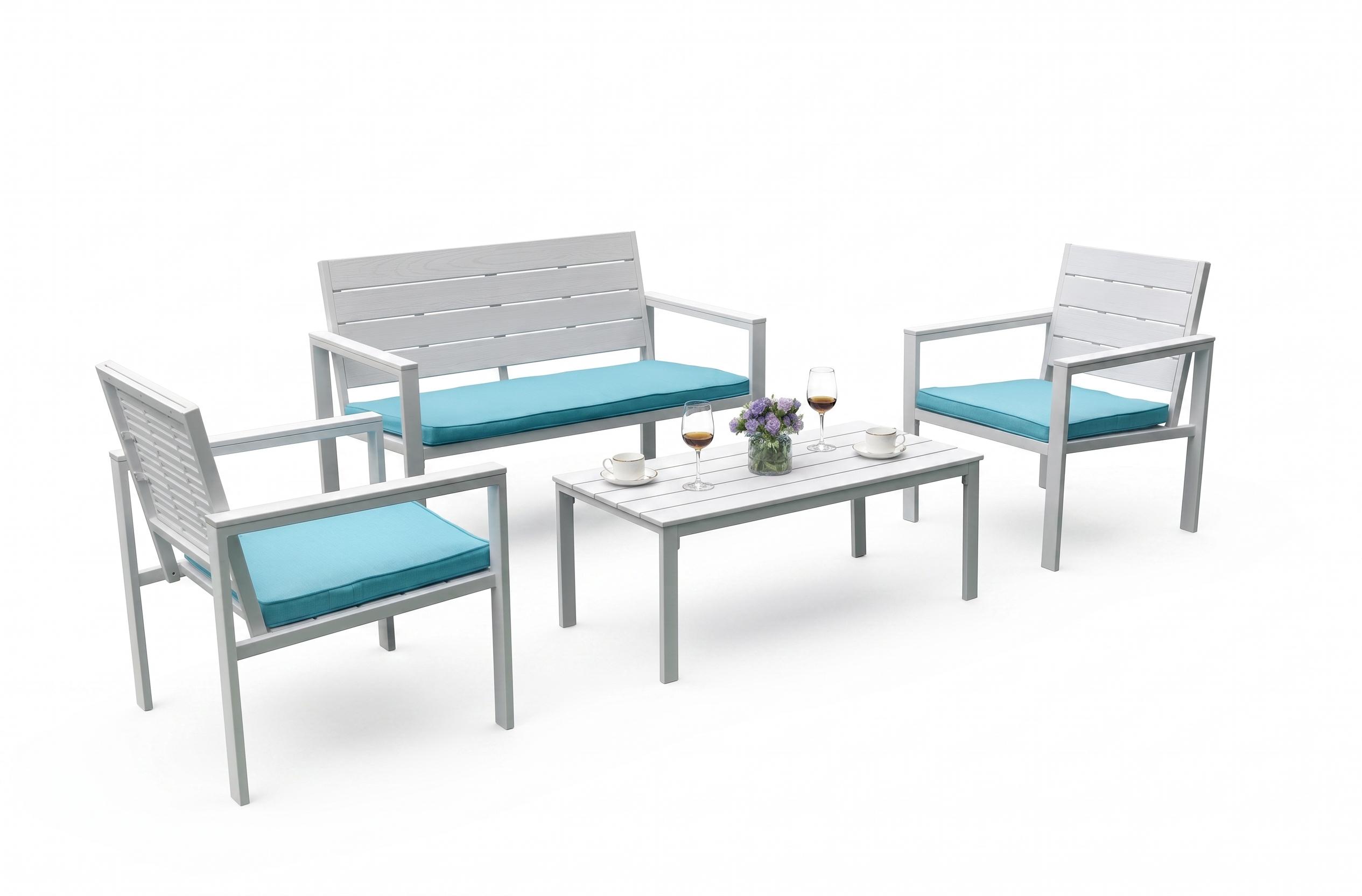 SOFA CONVERSION SET WOODEN LOOK WHITE