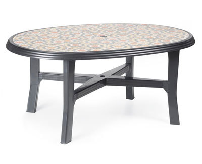 PVC TABLE OVAL DANUBIO TOP ANTHRACITE