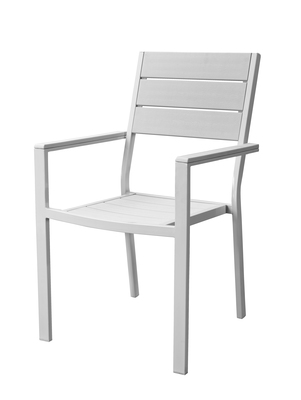 HDPE ARMREST CHAIR IN WOODEN LOOK WHITE