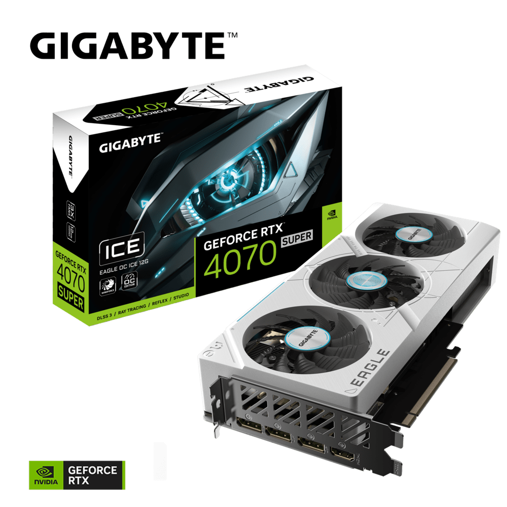 CARTE GRAPHIQUE GIGABYTE GeForce RTX™ 4070 SUPER EAGLE OC ICE 12G - Image 1 de 8 - Global Networks Béjaïa