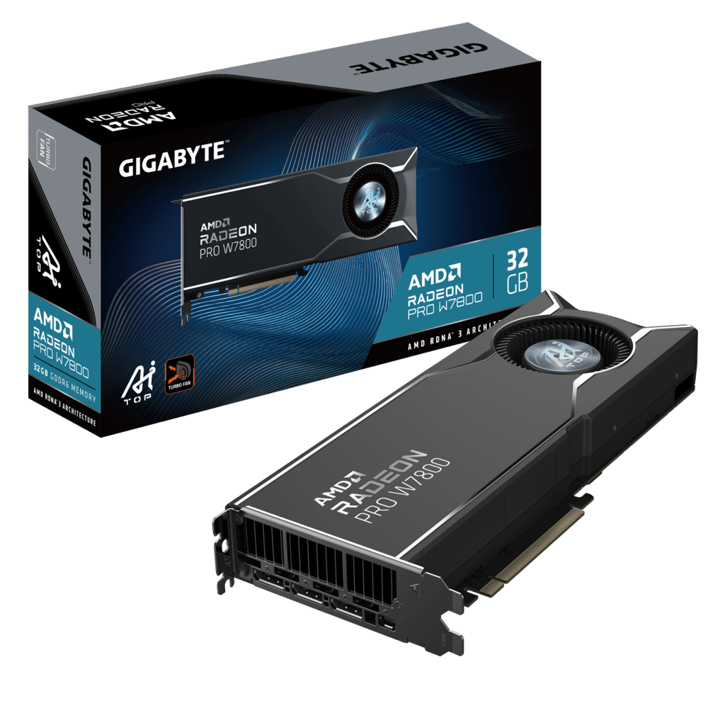 CARTE GRAPHIQUE GIGABYTE RADEON PRO W7800 AI TOP 32G ECC - Image 1 de 8 - Global Networks Béjaïa