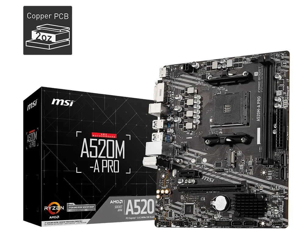 CARTE MERE MSI A520M-A PRO - Image 1 de 5 - Global Networks Béjaïa