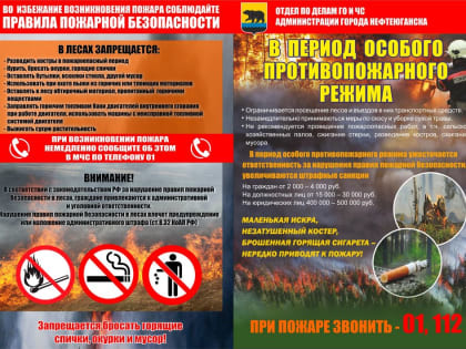 ВНИМАНИЕ! С 29 апреля по 10 мая 2023 года на территории города Нефтеюганска вводится особый противопожарный режим