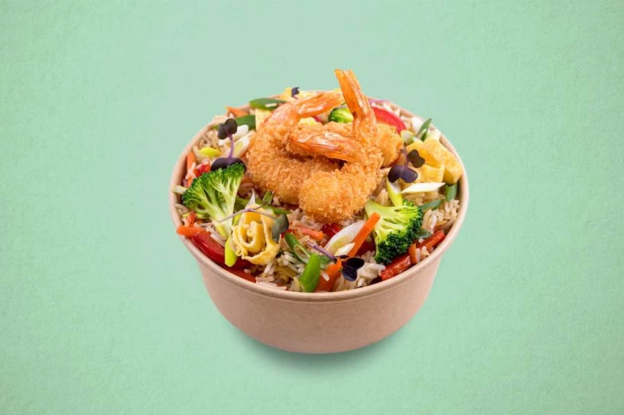Creveti crispy / orez basmati