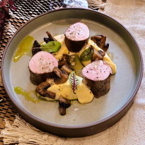 Pork Tenderloin with Celery Puree and Sauteed Mushrooms