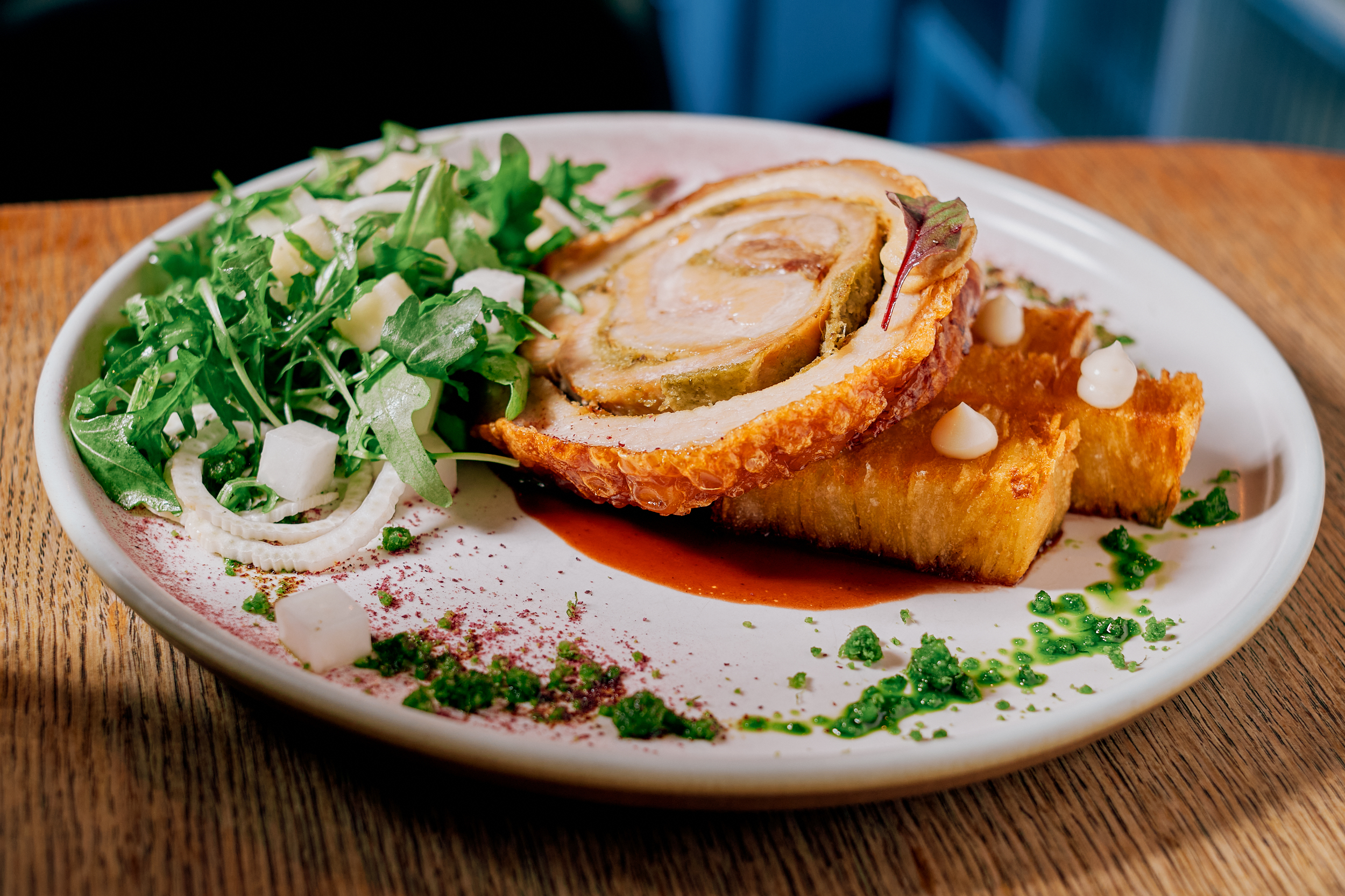 Porchetta cu cartofi millefeuille