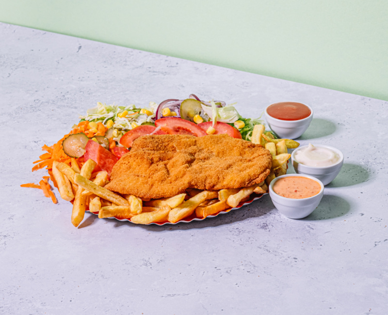 Snițel samurai la farfurie